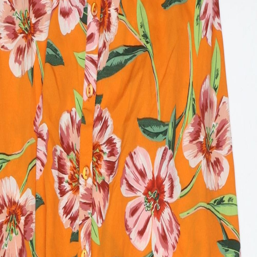 iNFLUENCE Womens Orange Floral Polyester Maxi  Size 12  Off the Shoulder