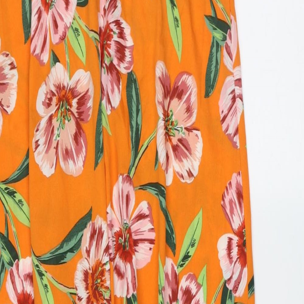 iNFLUENCE Womens Orange Floral Polyester Maxi  Size 12  Off the Shoulder