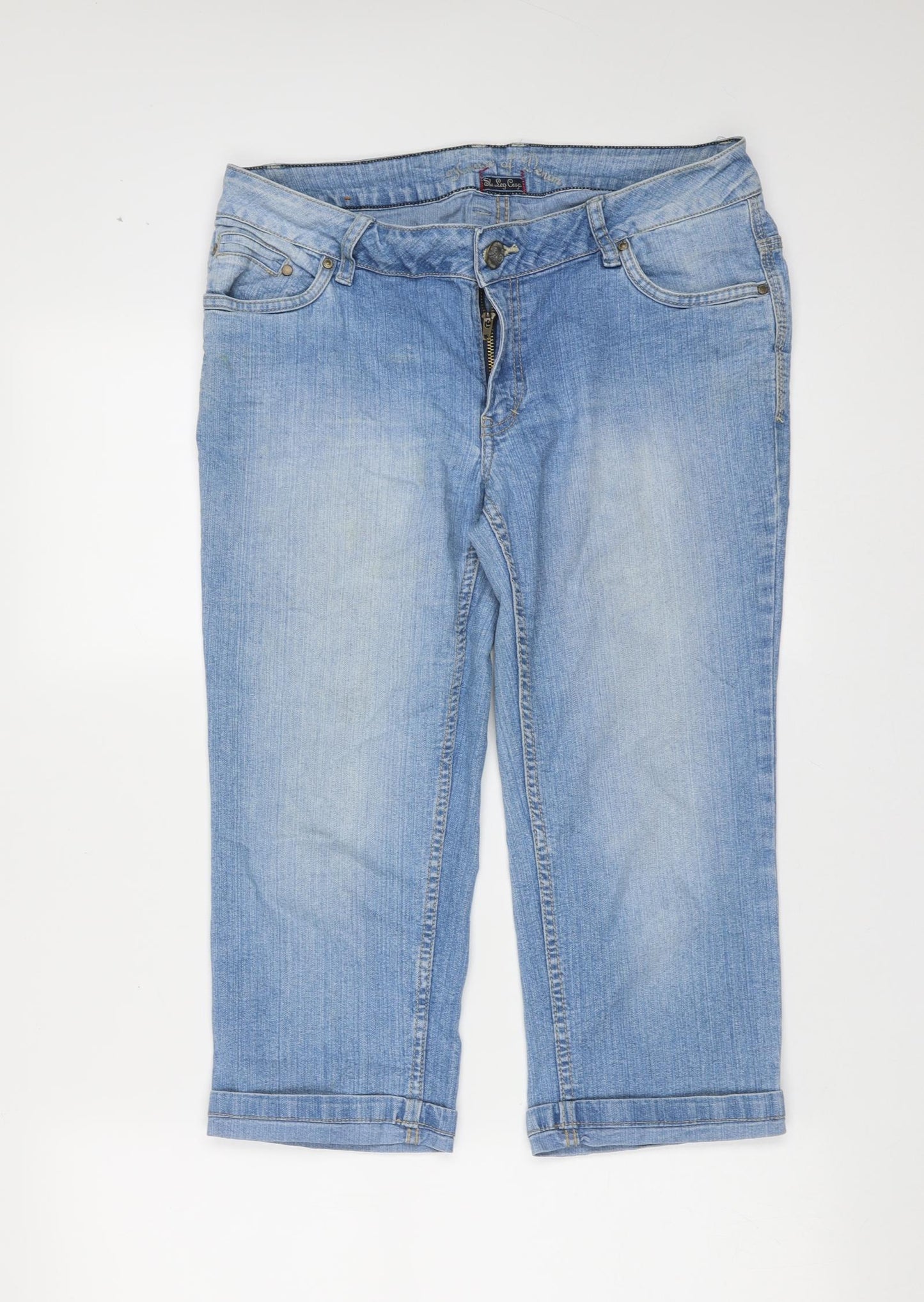 New Look Womens Blue  Cotton Cropped Jeans Size 12 L20 in Regular Zip