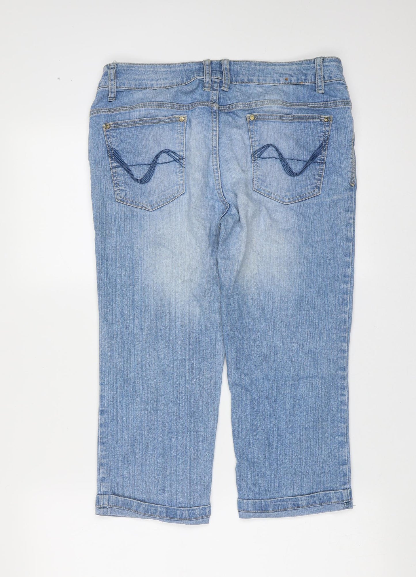 New Look Womens Blue  Cotton Cropped Jeans Size 12 L20 in Regular Zip