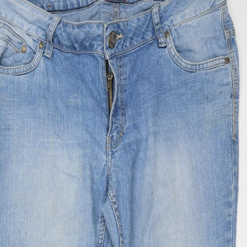 New Look Womens Blue  Cotton Cropped Jeans Size 12 L20 in Regular Zip