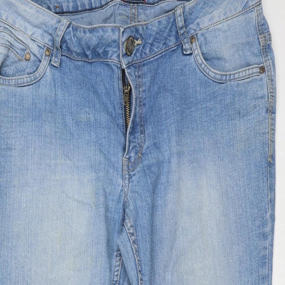 New Look Womens Blue  Cotton Cropped Jeans Size 12 L20 in Regular Zip