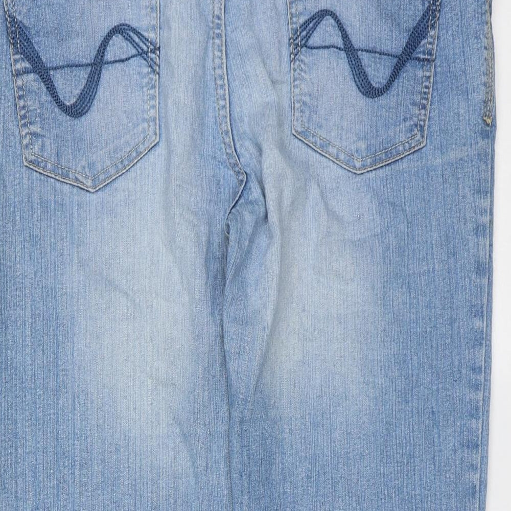 New Look Womens Blue  Cotton Cropped Jeans Size 12 L20 in Regular Zip