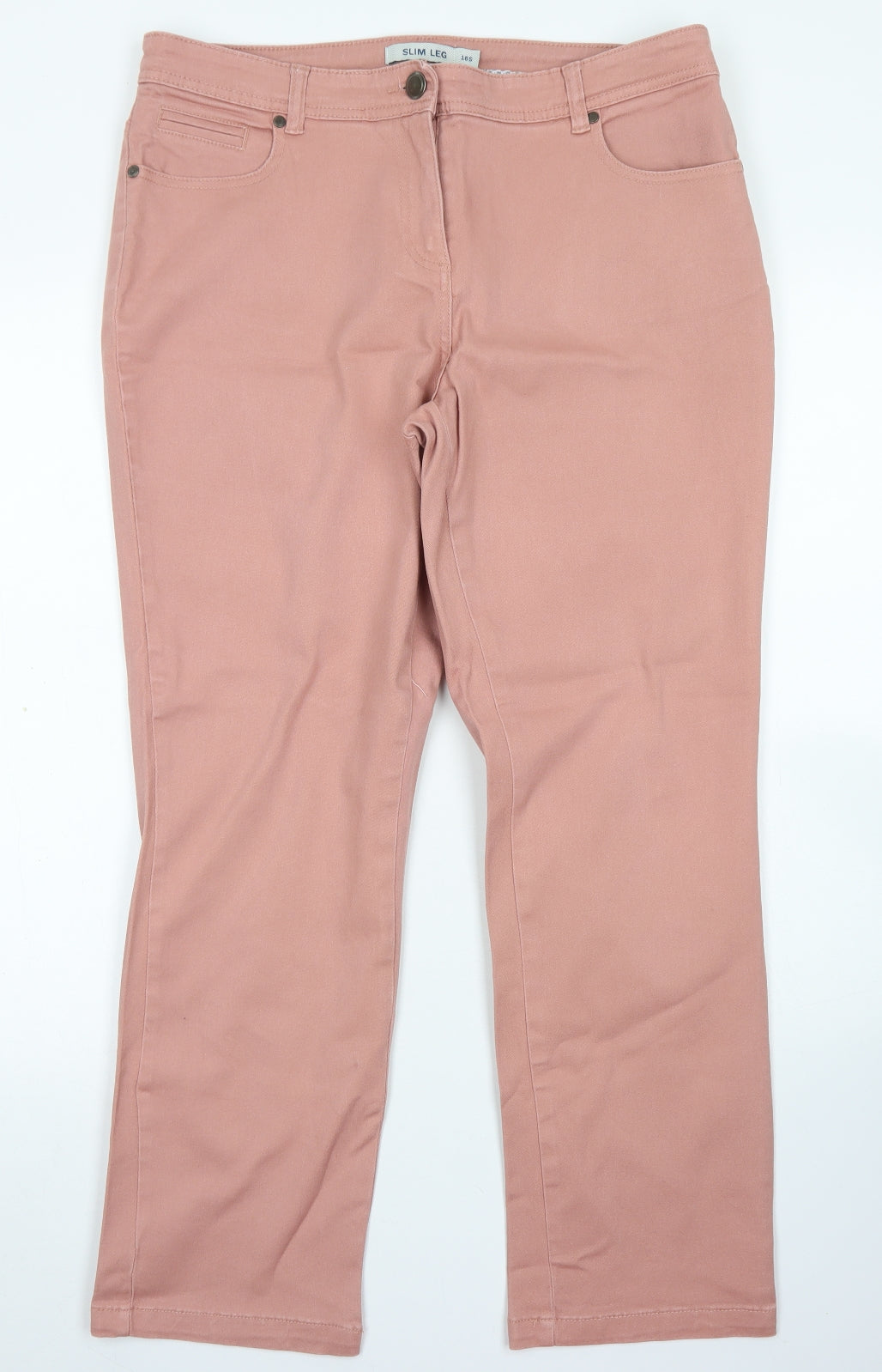 Debenhams Womens Pink  Cotton Straight Jeans Size 16 L27 in Slim Button