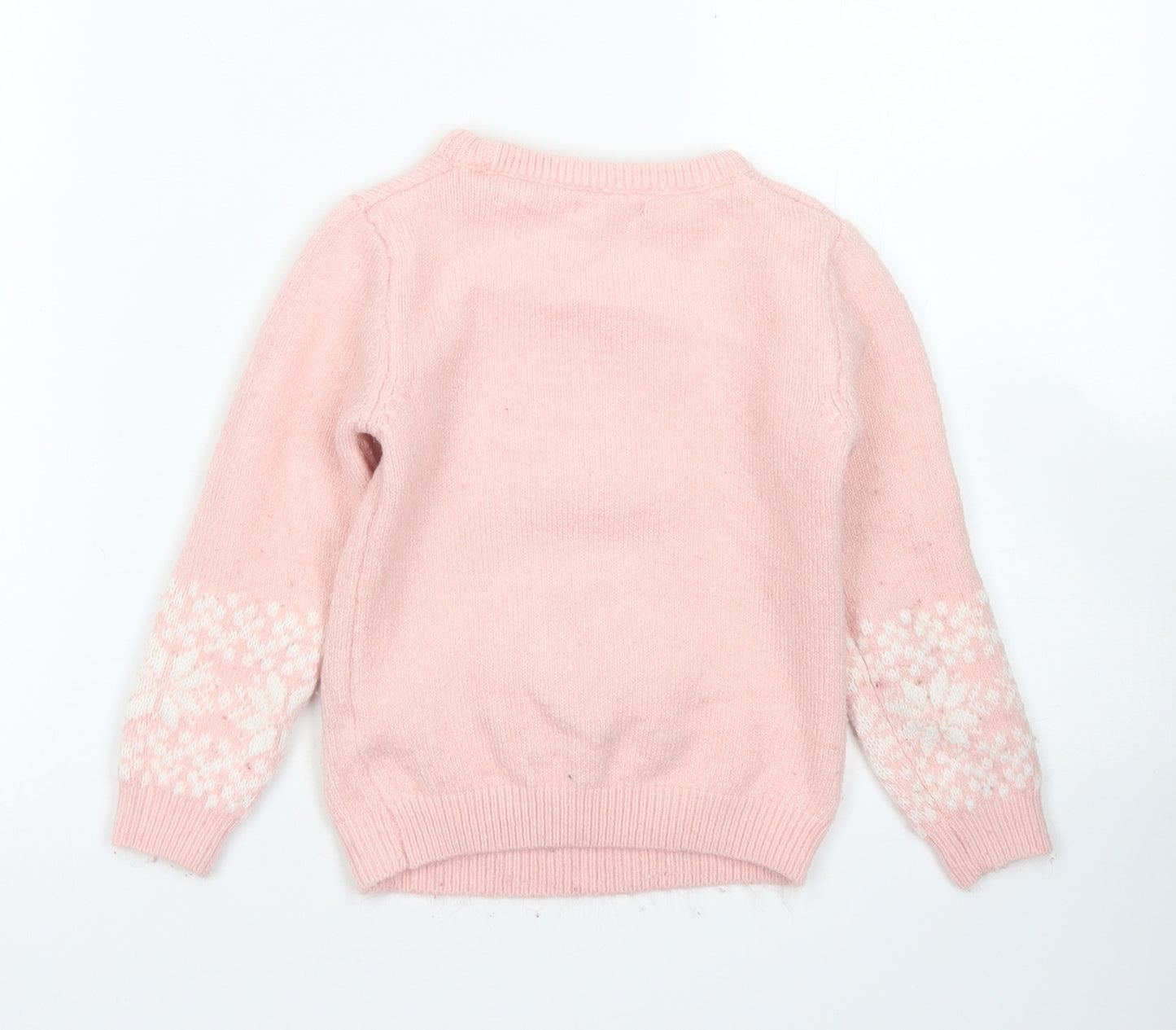 Primark Girls Pink Crew Neck  Polyester Pullover Jumper Size 4-5 Years   - Christmas Jumper Polar Bear