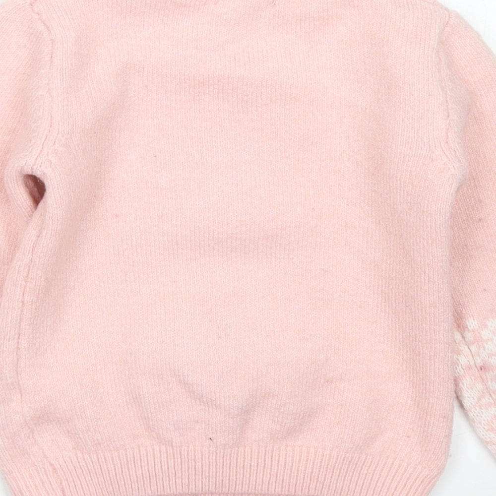 Primark Girls Pink Crew Neck  Polyester Pullover Jumper Size 4-5 Years   - Christmas Jumper Polar Bear