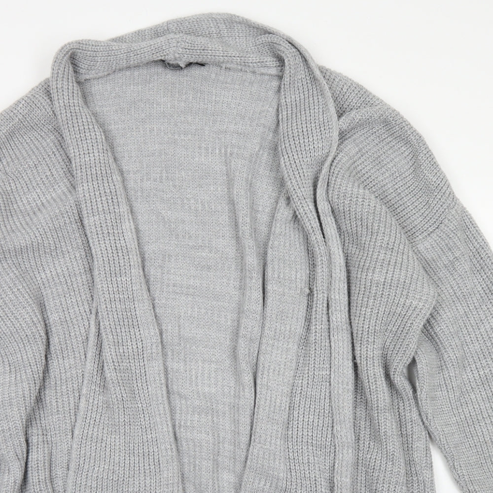 Boohoo Womens Grey Collared  Acrylic Cardigan Jumper Size 18