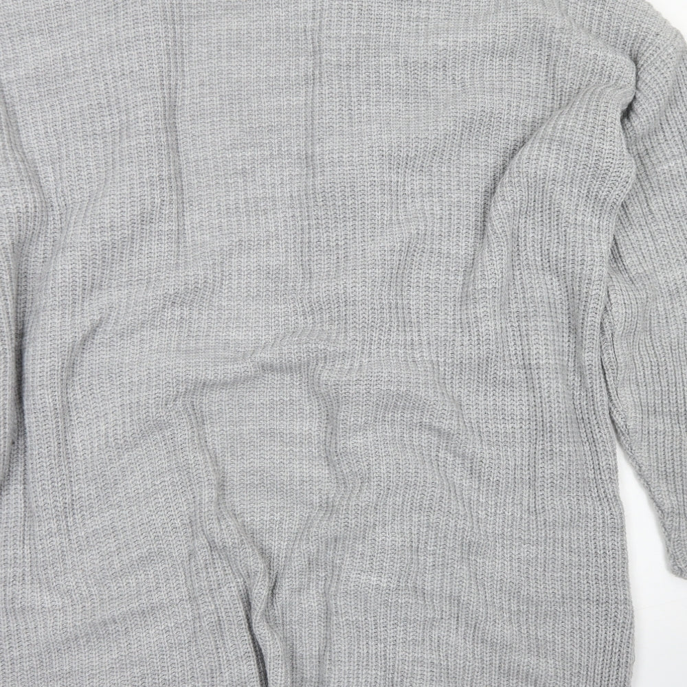 Boohoo Womens Grey Collared  Acrylic Cardigan Jumper Size 18