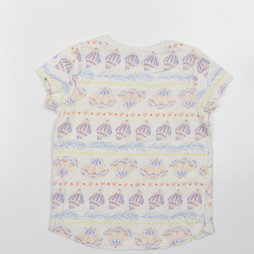 Nut,eg Girls Ivory Fair Isle Cotton Basic T-Shirt Size 5-6 Years Crew Neck  - Shell Print