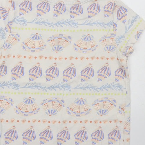 Nut,eg Girls Ivory Fair Isle Cotton Basic T-Shirt Size 5-6 Years Crew Neck  - Shell Print