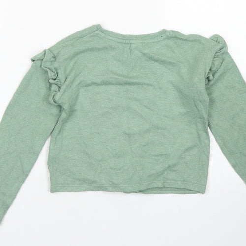 TU Girls Green  Viscose Cropped T-Shirt Size 6 Years Crew Neck  - Tie Front