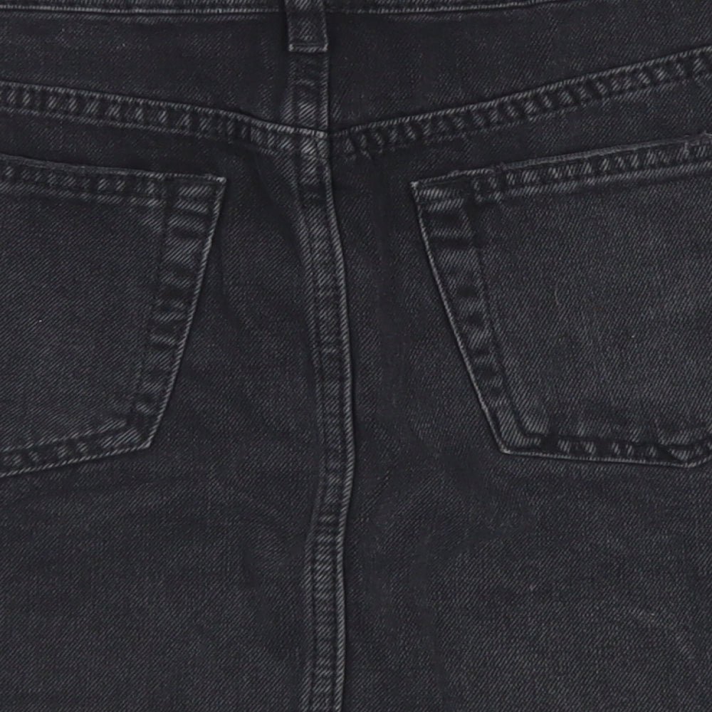 Topshop Womens Black  Cotton A-Line Skirt Size 10   Button