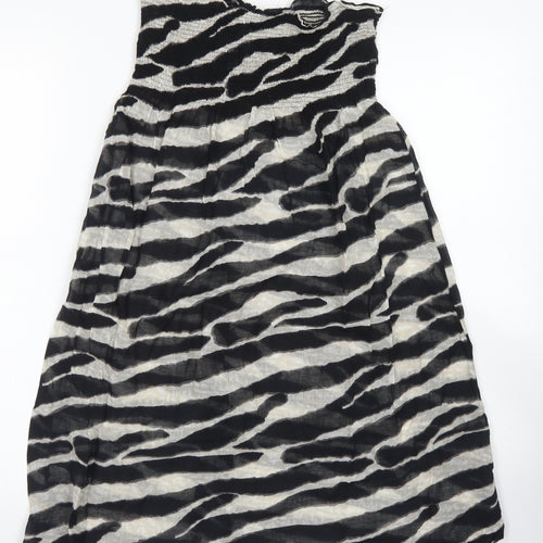 Ocean Club Womens Black Animal Print Cotton Fit & Flare  Size 10  Off the Shoulder  - Bandeau