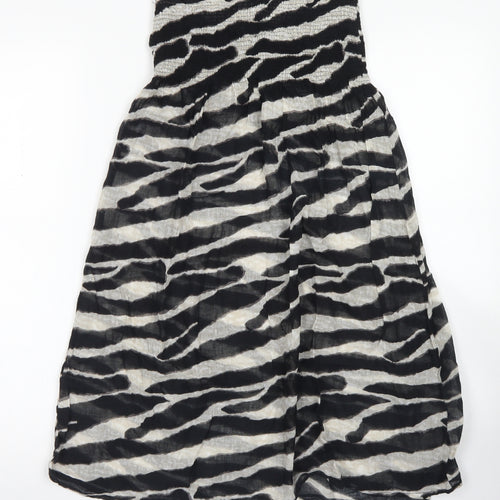 Ocean Club Womens Black Animal Print Cotton Fit & Flare  Size 10  Off the Shoulder  - Bandeau
