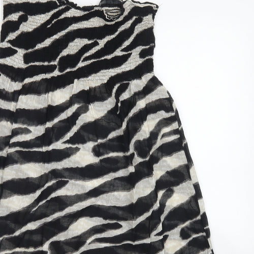 Ocean Club Womens Black Animal Print Cotton Fit & Flare  Size 10  Off the Shoulder  - Bandeau