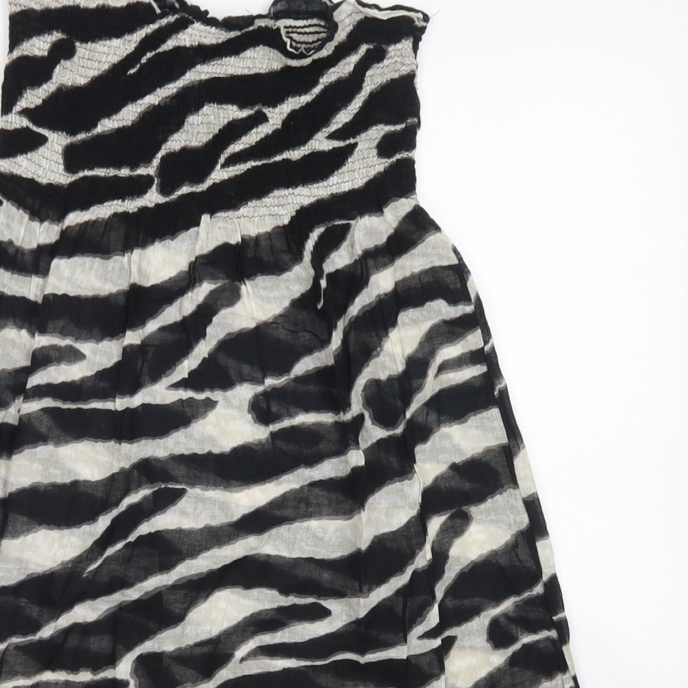 Ocean Club Womens Black Animal Print Cotton Fit & Flare  Size 10  Off the Shoulder  - Bandeau