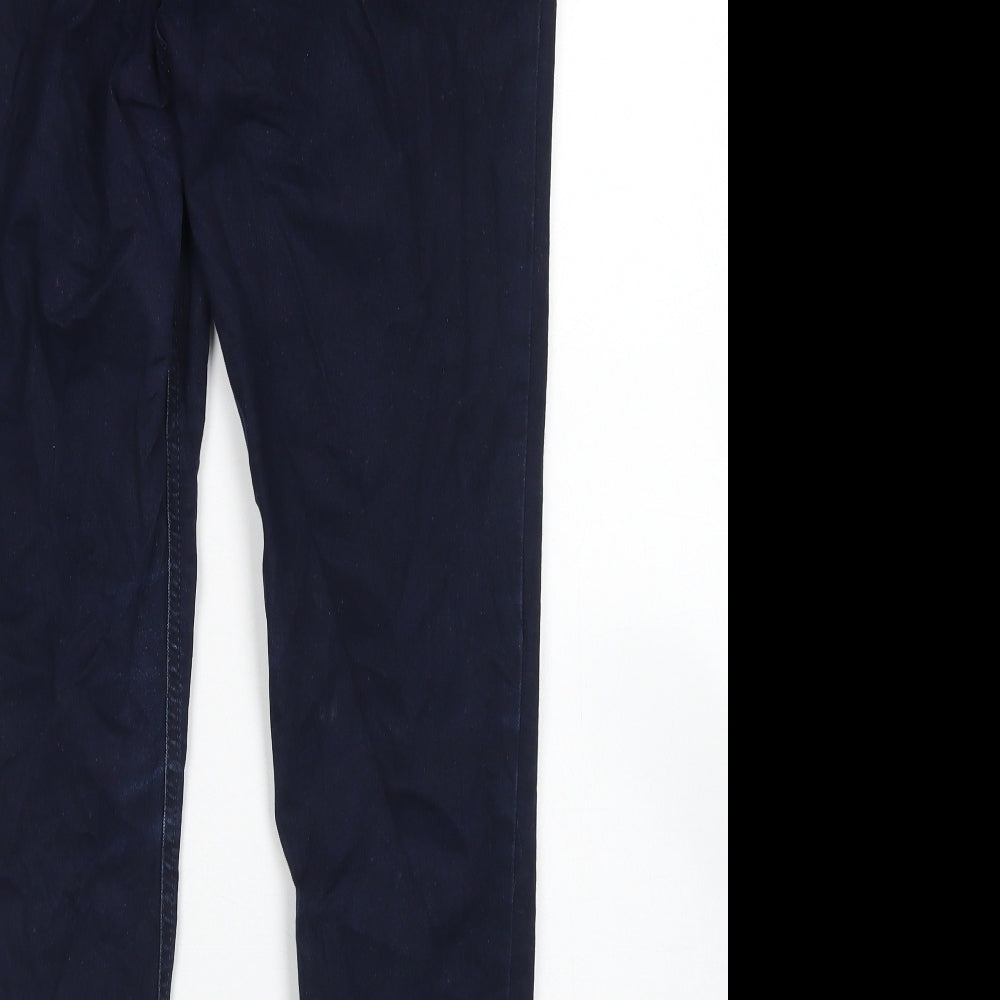 M&S Womens Blue  Cotton Skinny Jeans Size 14 L25 in Regular Button