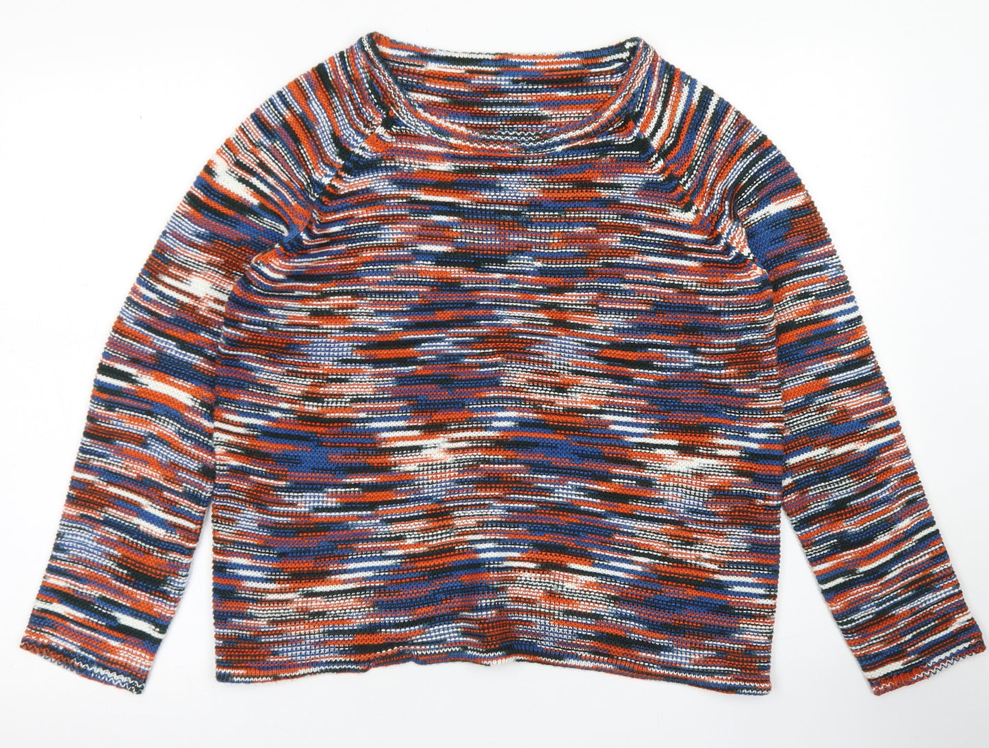 TU Womens Blue Crew Neck Striped Acrylic Pullover Jumper Size 14