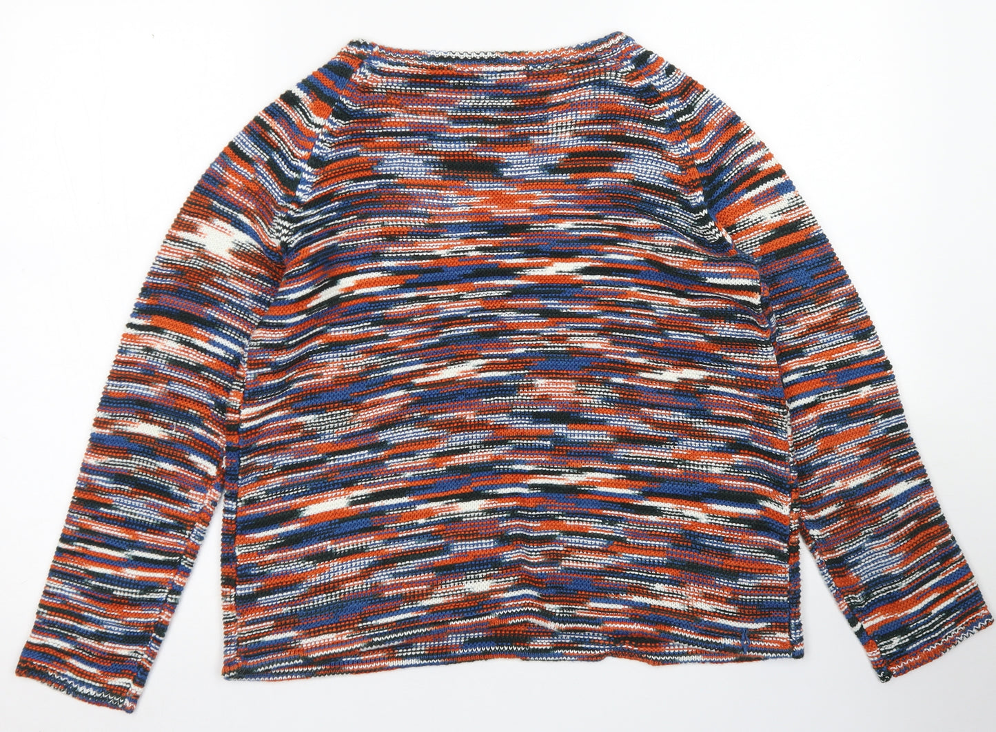 TU Womens Blue Crew Neck Striped Acrylic Pullover Jumper Size 14