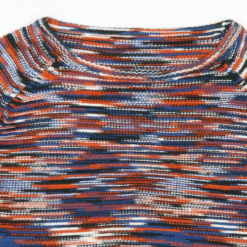 TU Womens Blue Crew Neck Striped Acrylic Pullover Jumper Size 14