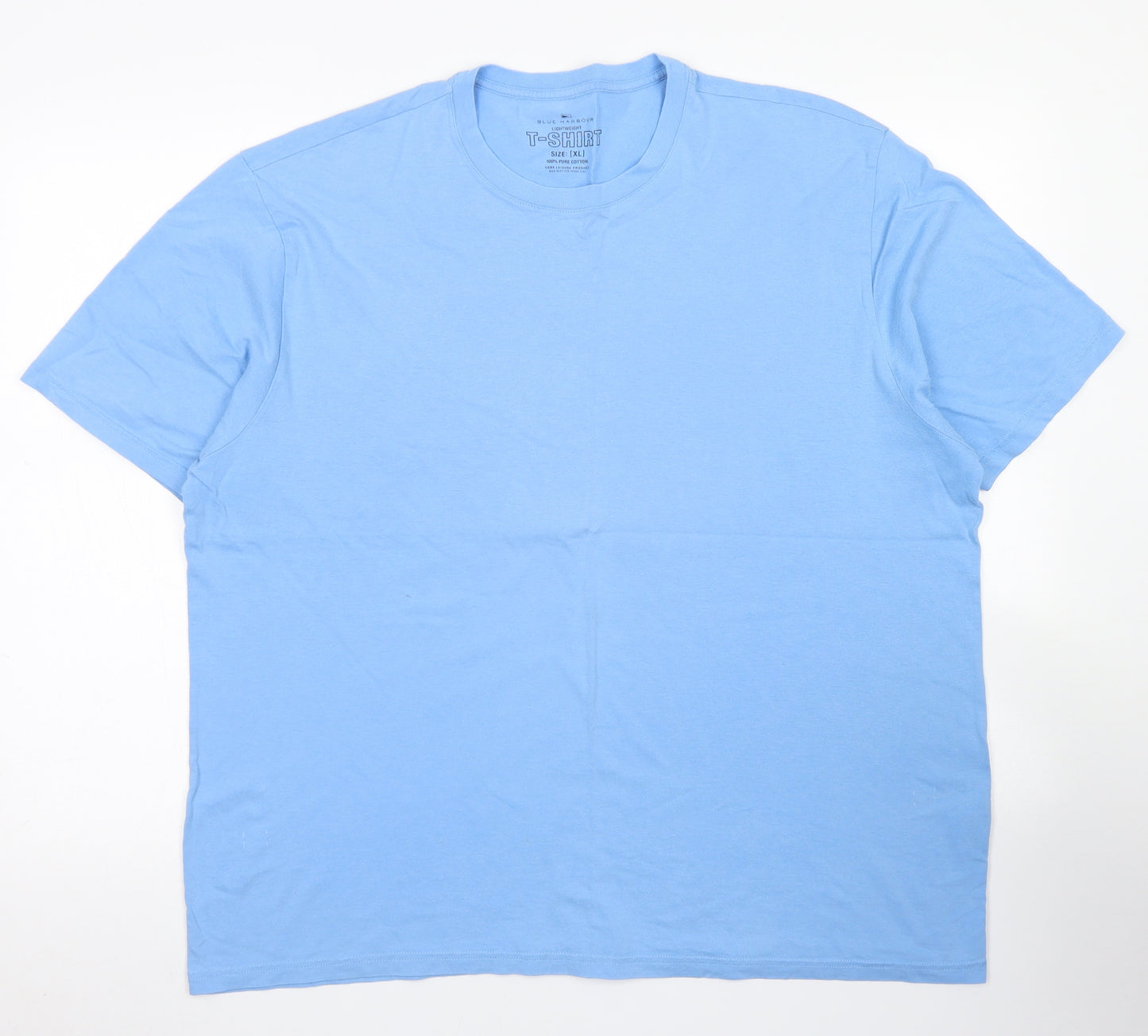Blue Harbour Mens Blue  Cotton  T-Shirt Size XL Crew Neck