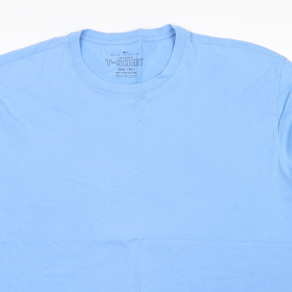 Blue Harbour Mens Blue  Cotton  T-Shirt Size XL Crew Neck