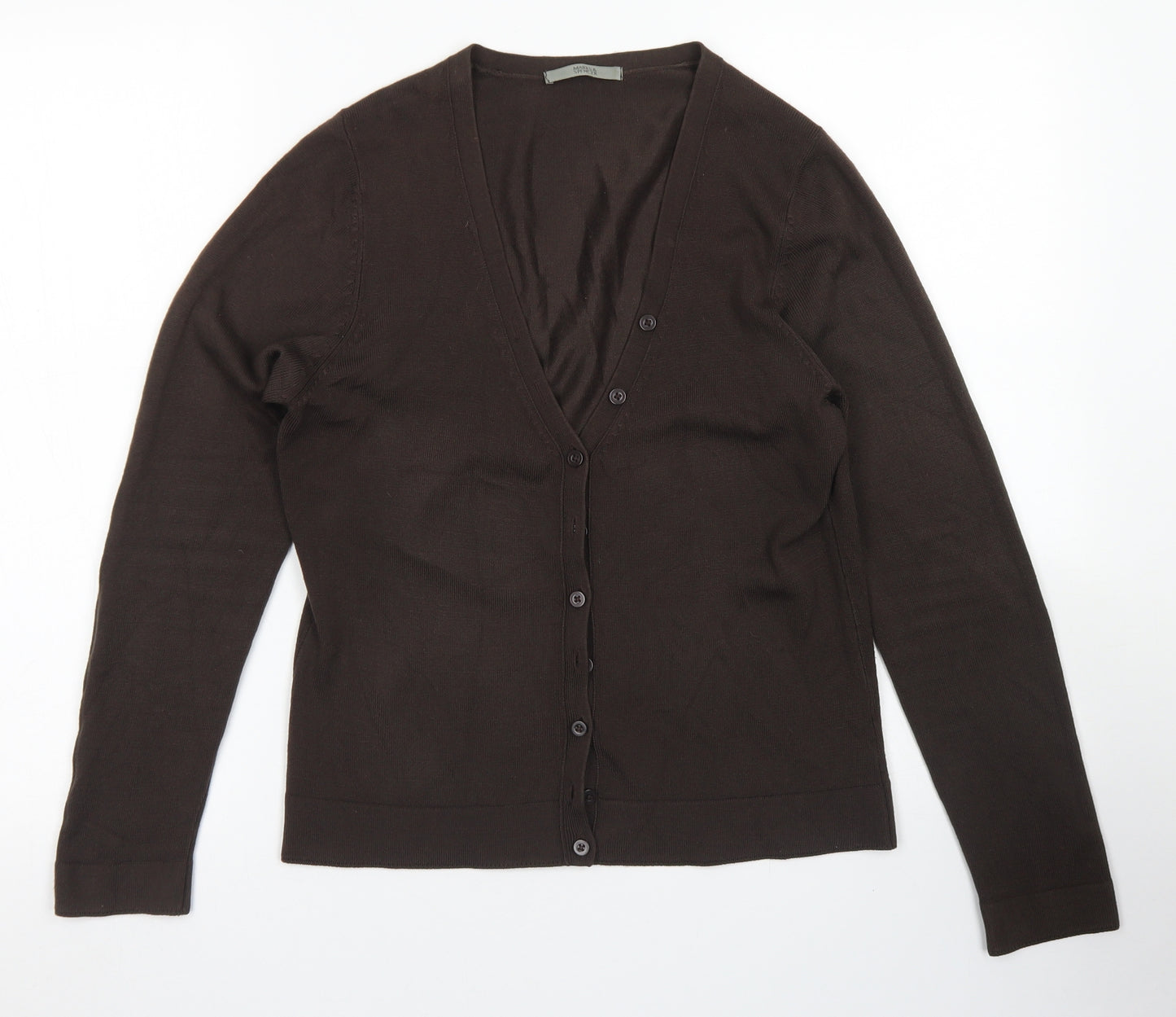 Marks & Spencer Womens Brown V-Neck  Acrylic Cardigan Jumper Size 12