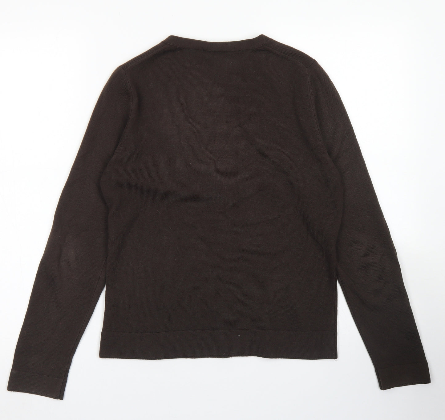 Marks & Spencer Womens Brown V-Neck  Acrylic Cardigan Jumper Size 12