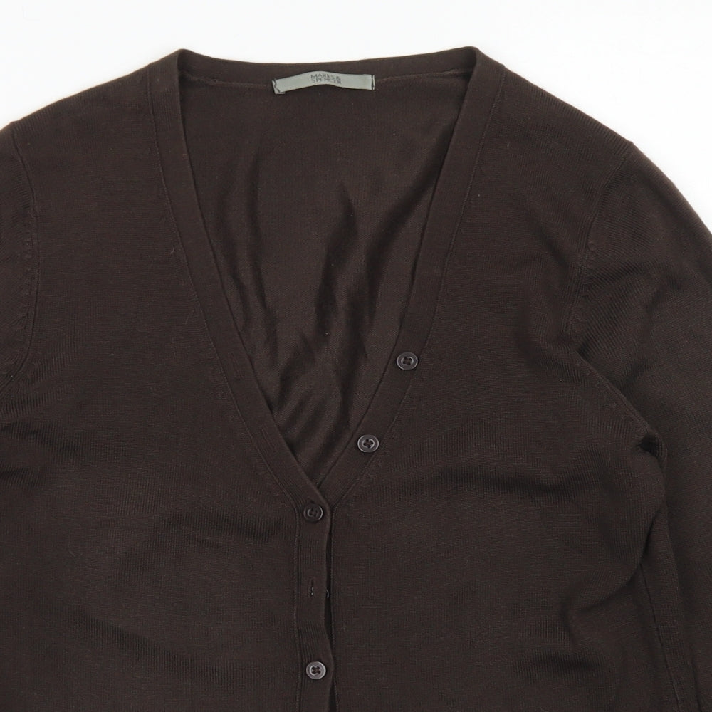Marks & Spencer Womens Brown V-Neck  Acrylic Cardigan Jumper Size 12
