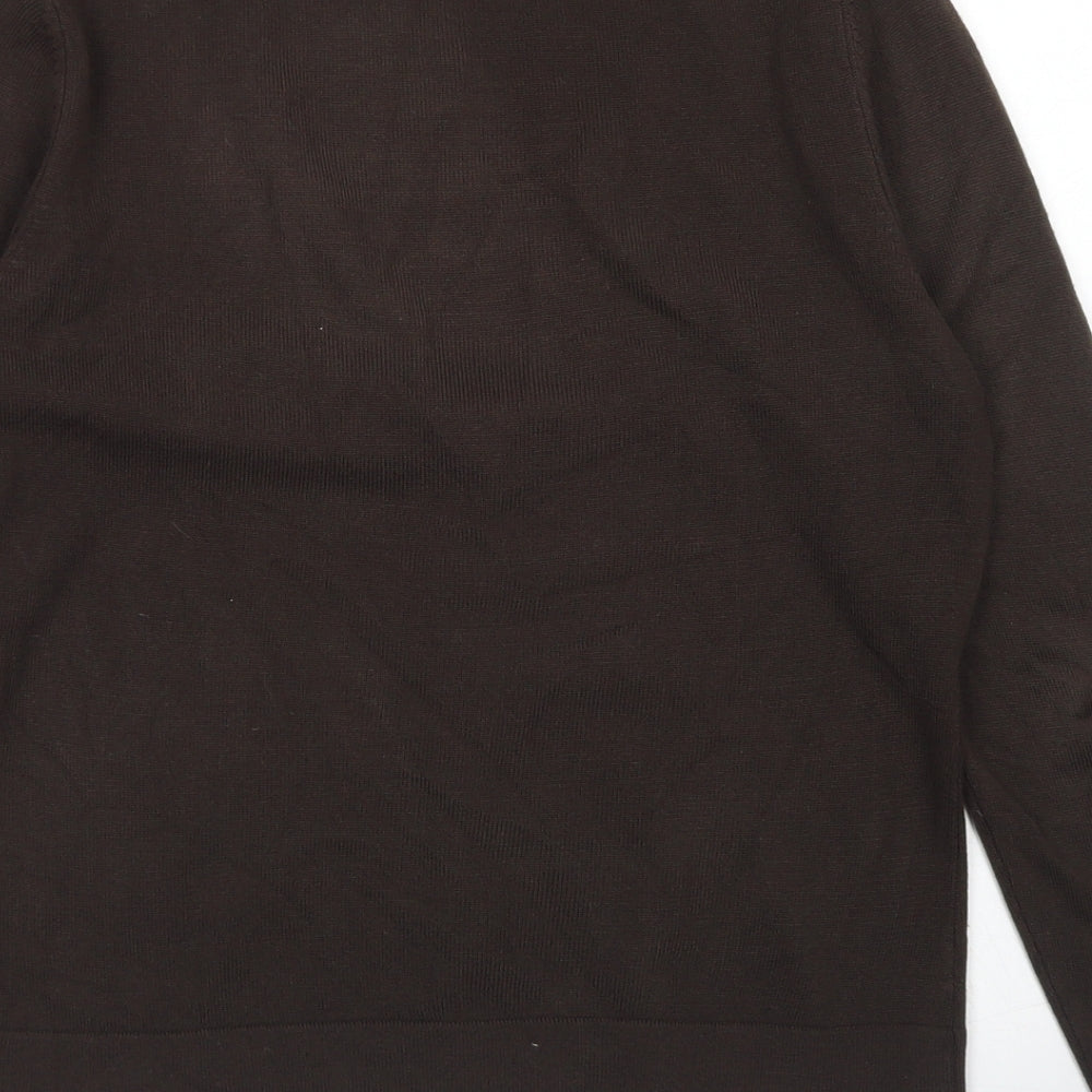 Marks & Spencer Womens Brown V-Neck  Acrylic Cardigan Jumper Size 12
