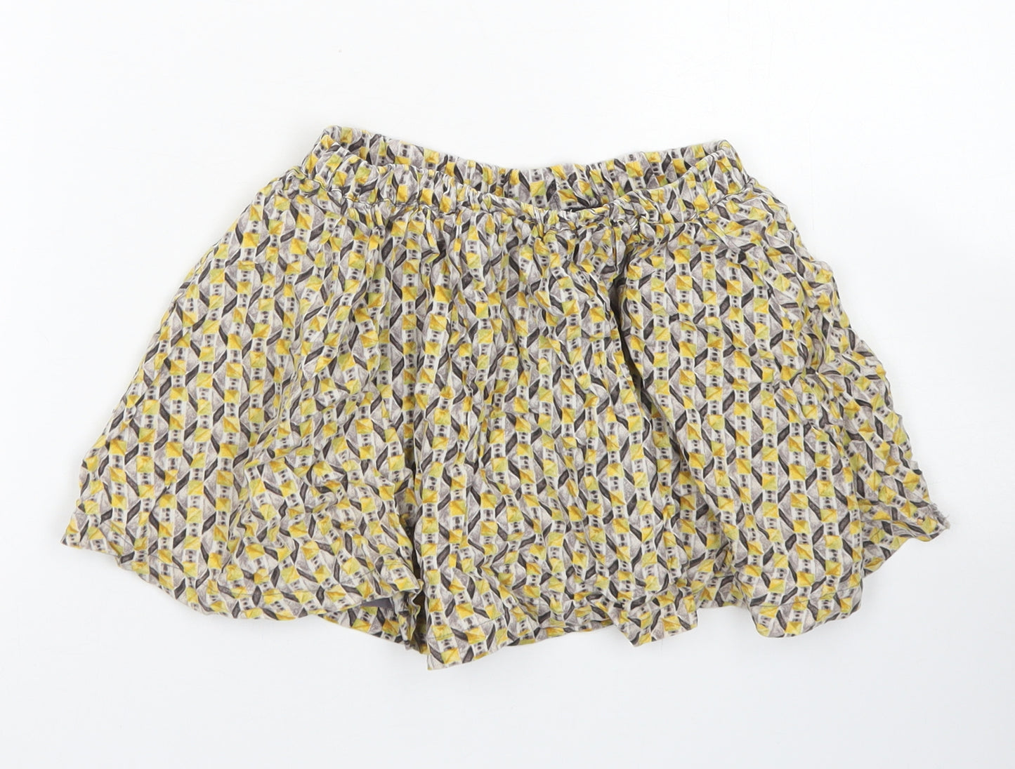 NEXT Girls Yellow Argyle/Diamond Viscose Skater Skirt Size 3-4 Years  Regular