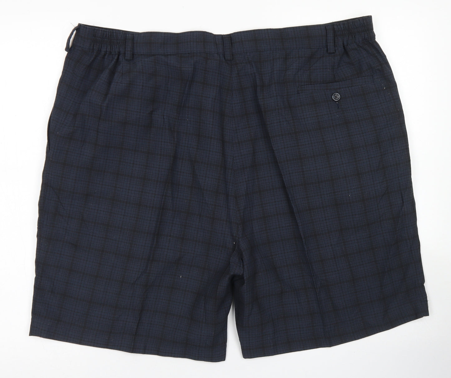 EWM Mens Blue Plaid Polyester Chino Shorts Size 40 in  Regular Button