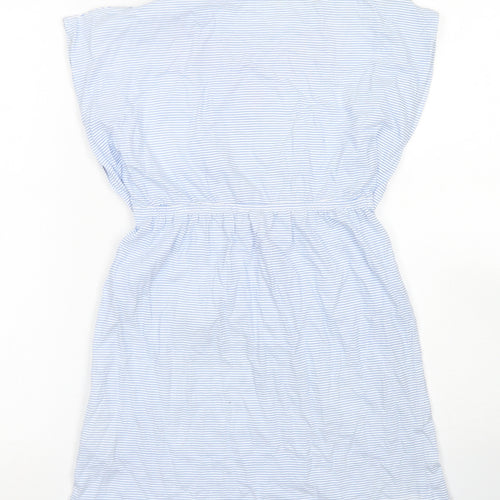 H&M Girls Blue Striped Cotton Kaftan  Size 7-8 Years  Round Neck