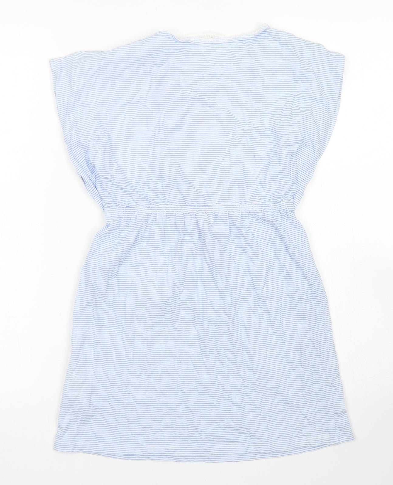 H&M Girls Blue Striped Cotton Kaftan  Size 7-8 Years  Round Neck