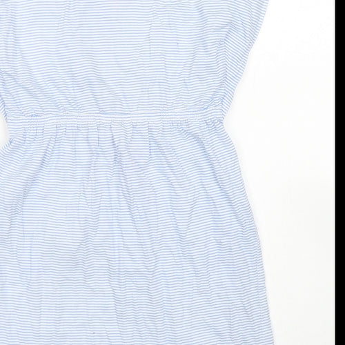 H&M Girls Blue Striped Cotton Kaftan  Size 7-8 Years  Round Neck