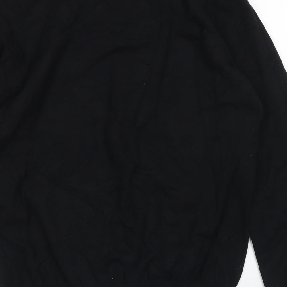 Jeff Bank Mens Black V-Neck  Cotton Pullover Jumper Size M