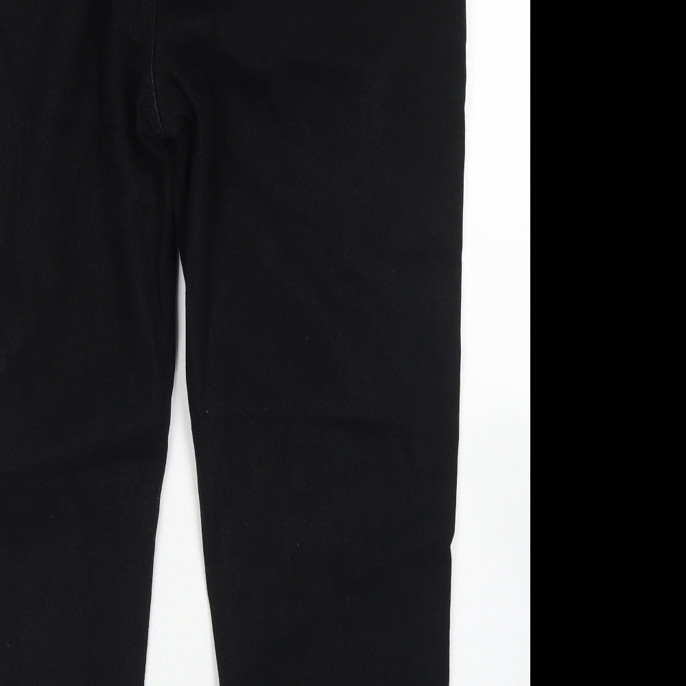 In the Style Womens Black  Cotton Straight Jeans Size 14 L24 in Regular Button