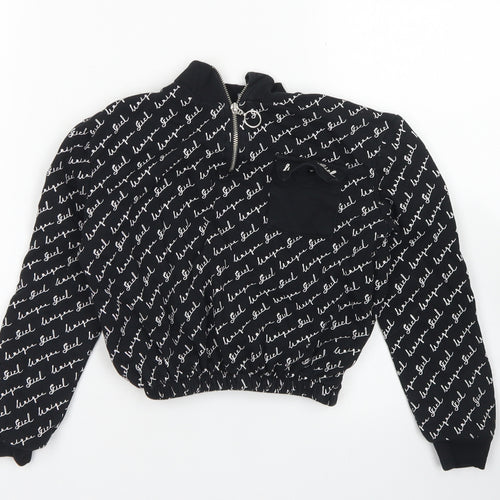 George Girls Black Striped Cotton Pullover Sweatshirt Size 8-9 Years   - Cropped