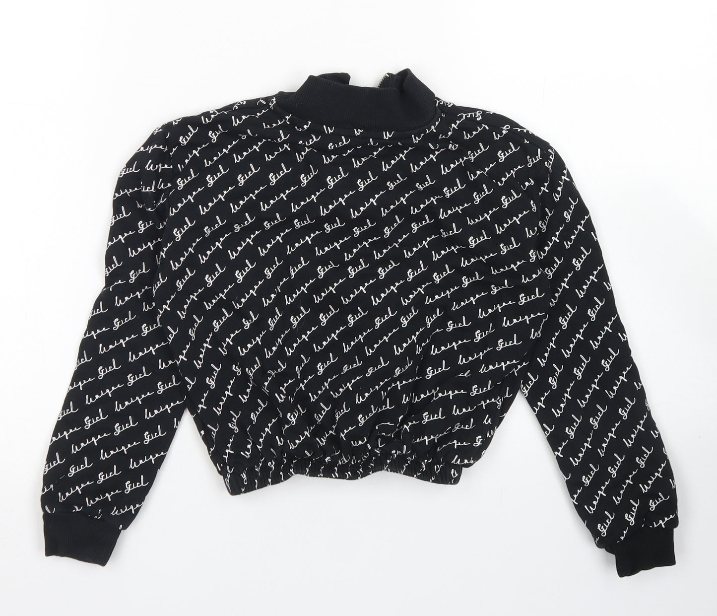 George Girls Black Striped Cotton Pullover Sweatshirt Size 8-9 Years   - Cropped