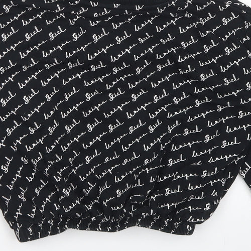 George Girls Black Striped Cotton Pullover Sweatshirt Size 8-9 Years   - Cropped