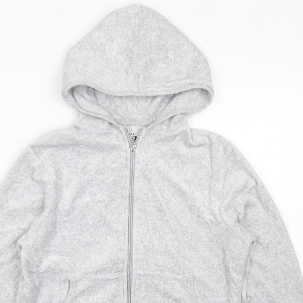 Denim Co Womens Grey  Cotton Full Zip Hoodie Size 10  Zip