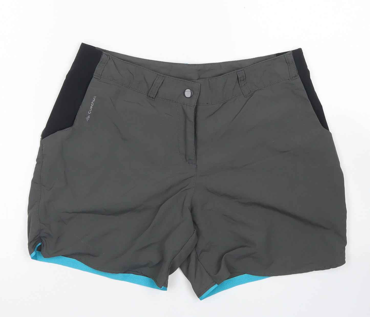 Quechua Womens Grey  Polyester Athletic Shorts Size 30 in L4 in Regular Snap