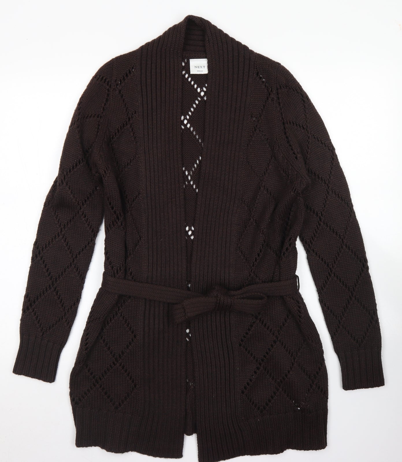 NEXT Womens Brown Round Neck  Acrylic Cardigan Jumper Size M