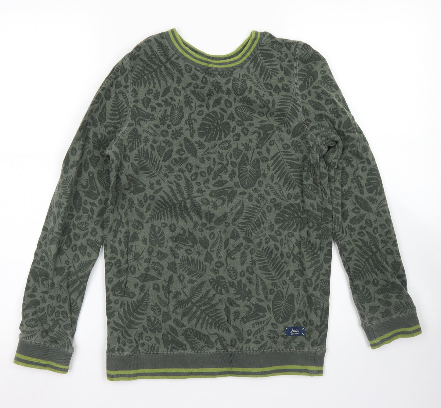 Joules Boys Green Floral Cotton Pullover Sweatshirt Size 11-12 Years