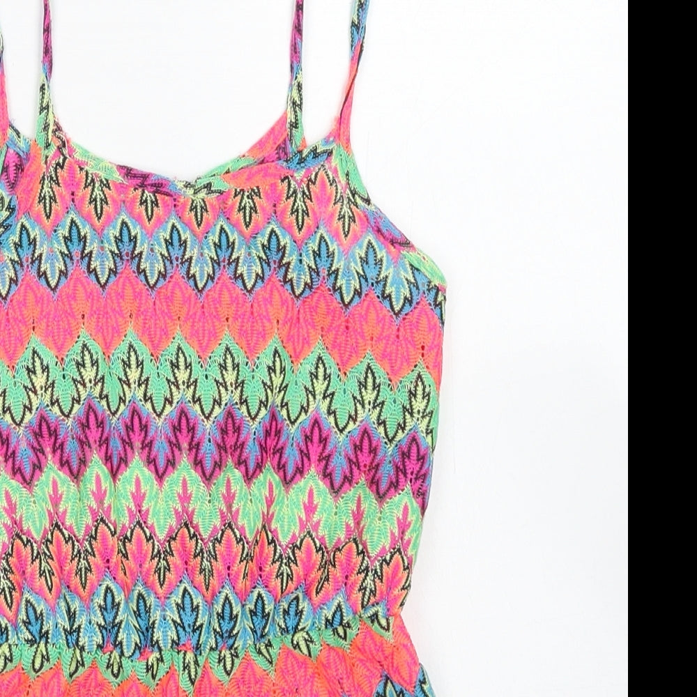 Matalan Girls Pink Striped Polyester Playsuit One-Piece Size 7 Years