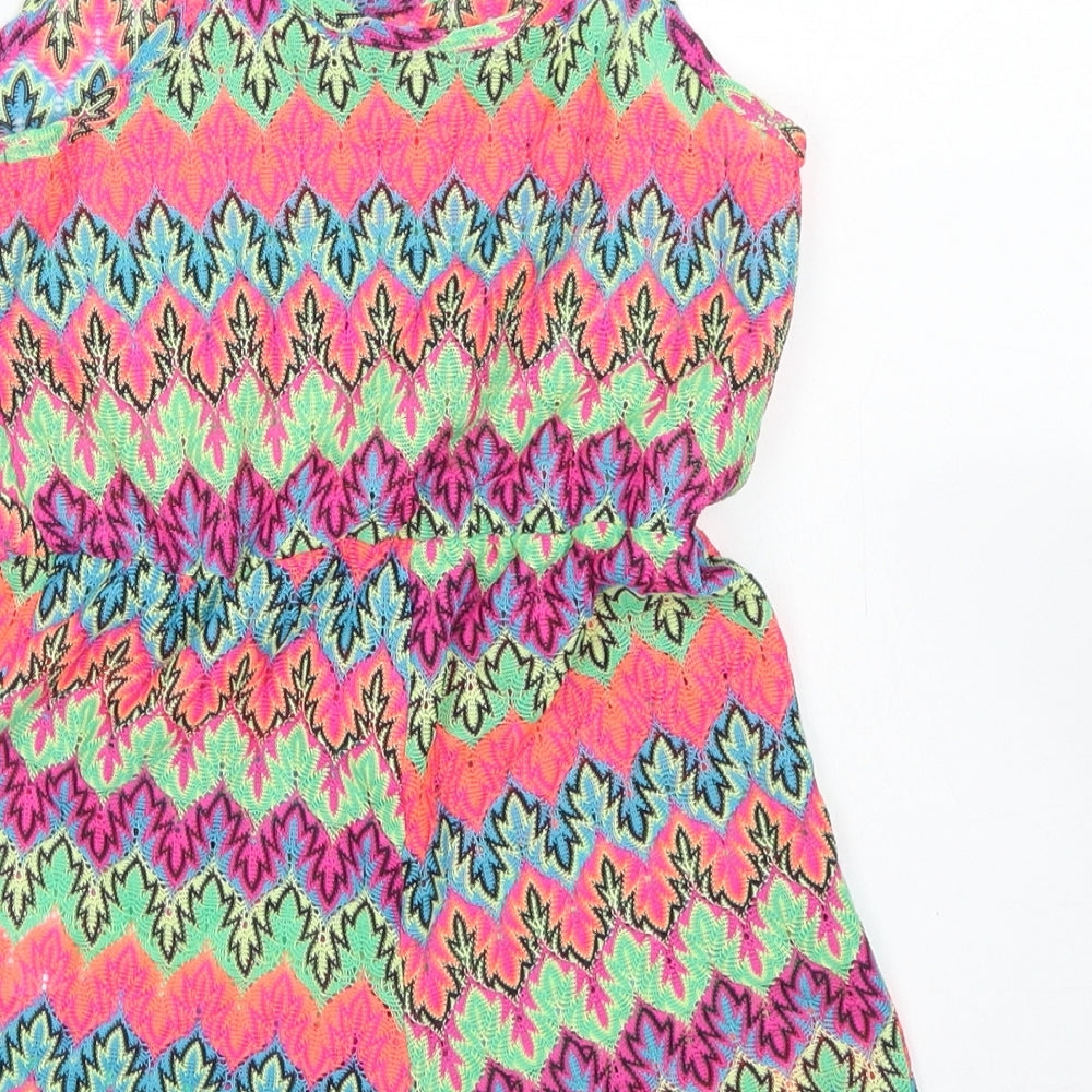 Matalan Girls Pink Striped Polyester Playsuit One-Piece Size 7 Years