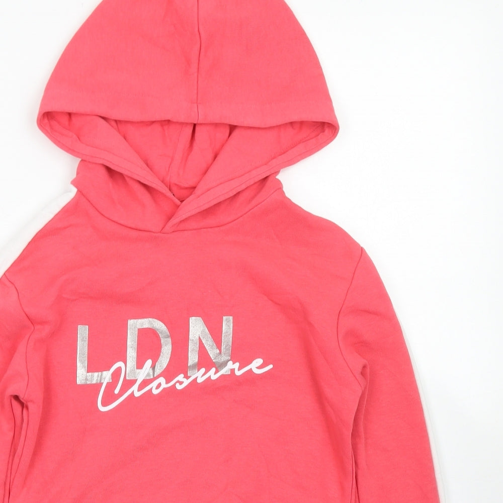 Closure Girls Pink  Cotton Pullover Hoodie Size 10-11 Years
