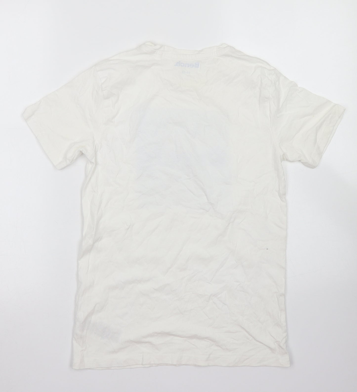 Bench Boys White  Cotton Basic T-Shirt Size 11-12 Years Crew Neck