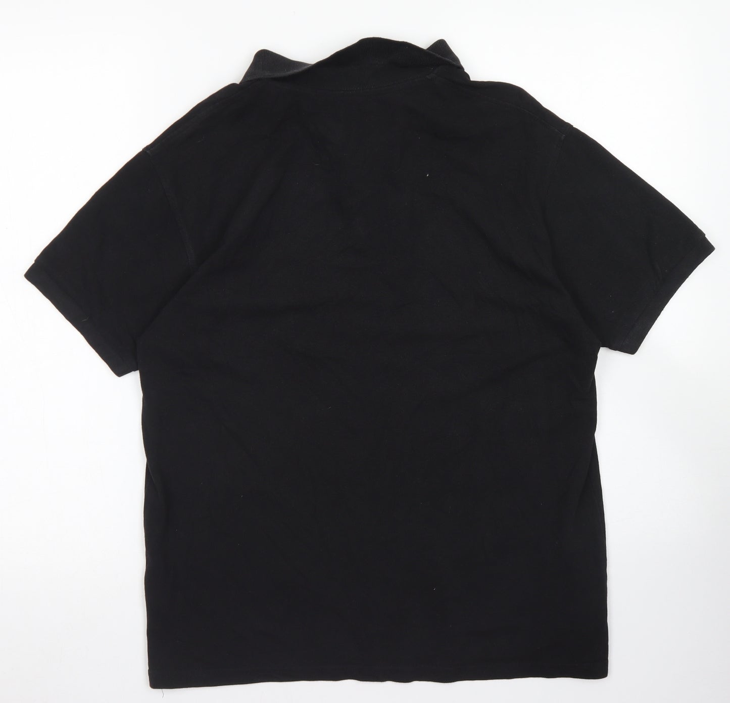 Primark Mens Black  Cotton  Polo Size M Collared Button