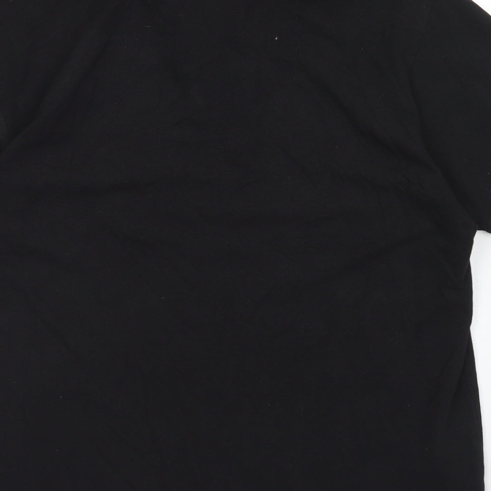 Primark Mens Black  Cotton  Polo Size M Collared Button